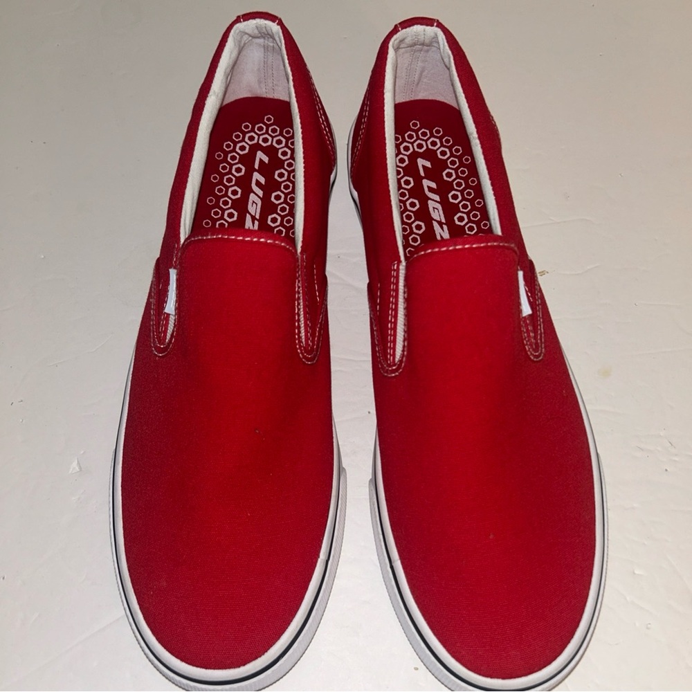 Lugz Bold Red Canvas Slip-Ons NEW